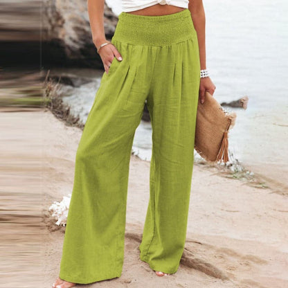 Relaxed Fit Women's Wide Leg Elastic Pants