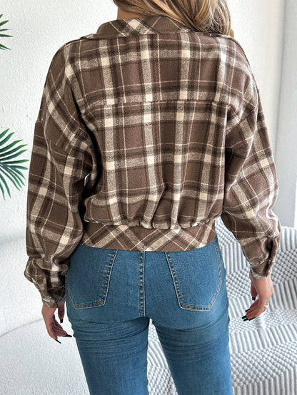 Short Plaid Denim Jacket