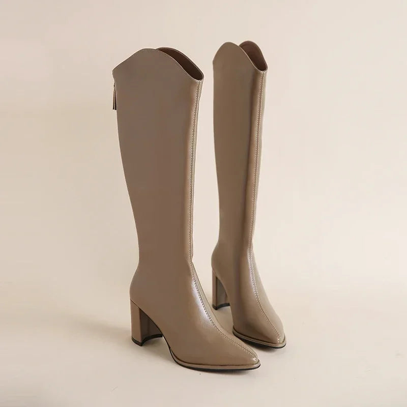 Tall Brown Leather Knee Boot