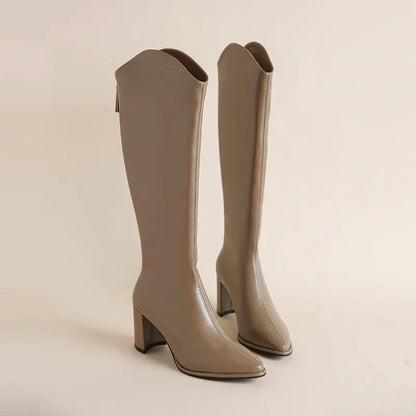 Tall Brown Leather Knee Boot
