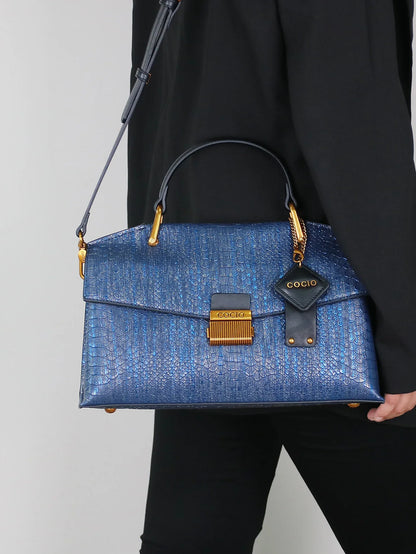 Textured Snake Pattern Tote Bag