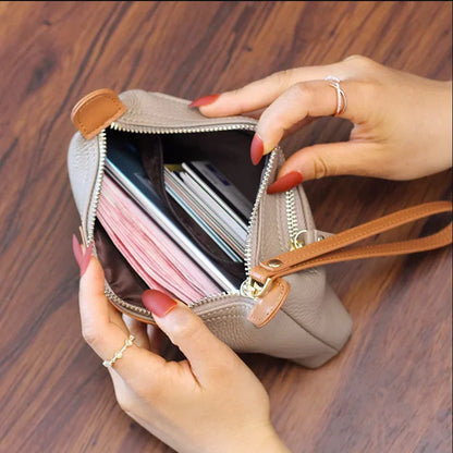 Elegant Faux Leather Wristlet Purse Bag