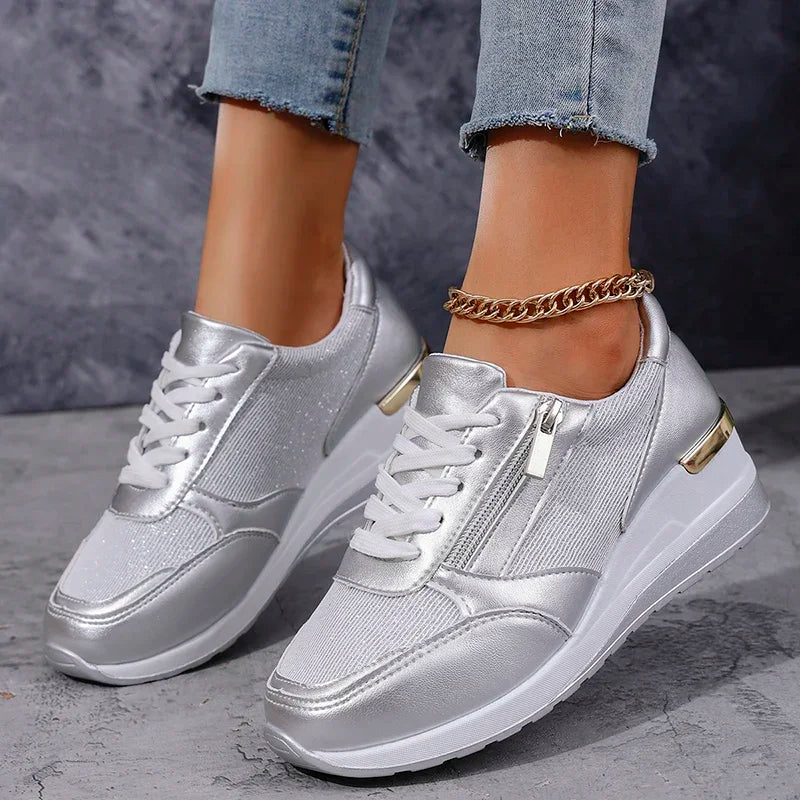 Elevated Lace Up Metal Trim Sneakers