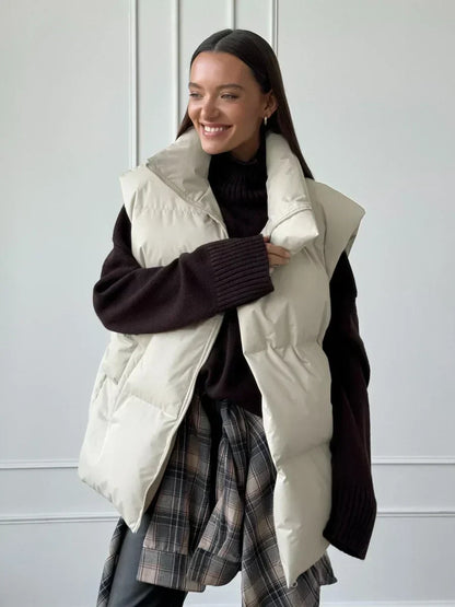 Warm Women's Padded Vest with Zip Front - Nocini