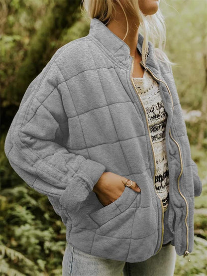 Women's Padded Coat with Zip and Pocket Details