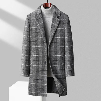 Warm Plaid Wool Winter Coat - Nocini