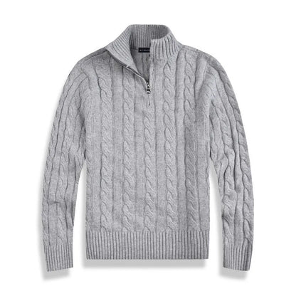 Classic Mid-Zip Pullover Sweater
