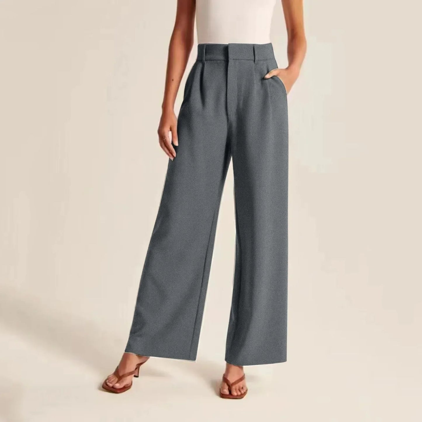 High Waisted Slim Fit Women's Trousers - Nocini