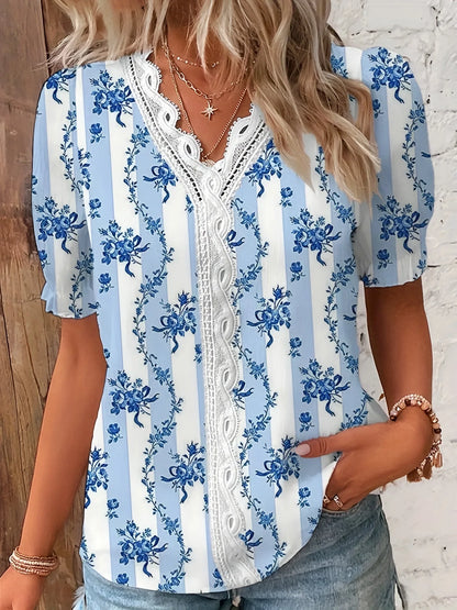 Women's Pretty Lace V-Neck Top