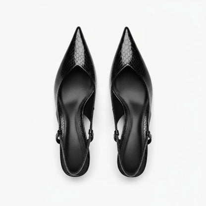 Low Heel Python Pumps