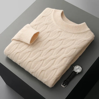 Soft Cable Knit Crew Neck Long Sleeve Sweater
