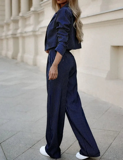 Classic Fit Stripe Pantsuit for Women
