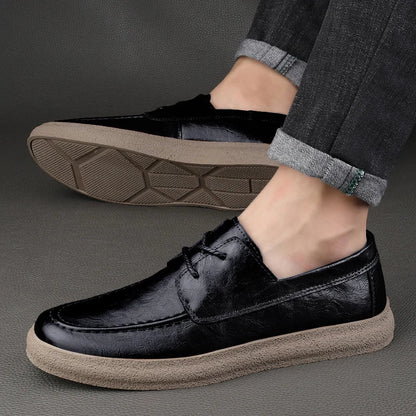 Breathable Perforated Leather Slip On Shoe
