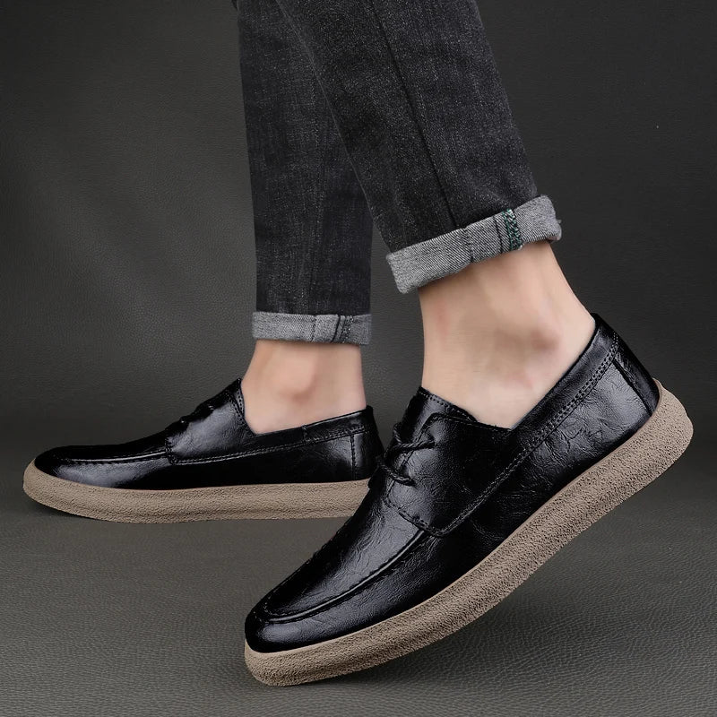 Breathable Perforated Leather Slip On Shoe
