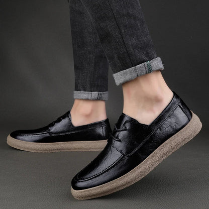 Breathable Perforated Leather Slip On Shoe