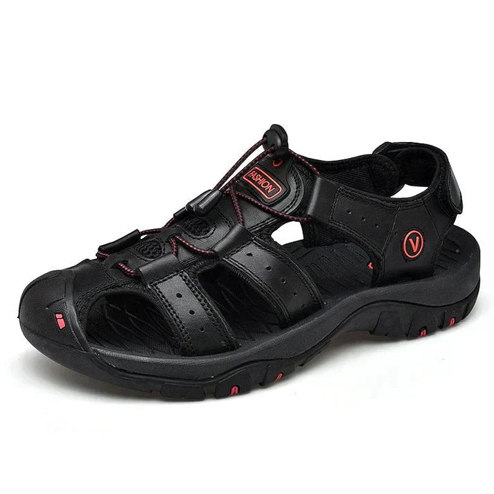 Rugged Men's Genuine Leather Hiking Sandals