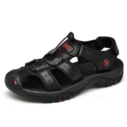 Rugged Men's Genuine Leather Hiking Sandals