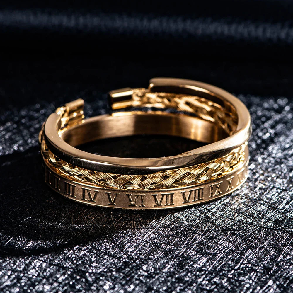 Personalized Roman Numeral Cuff Bracelet Set