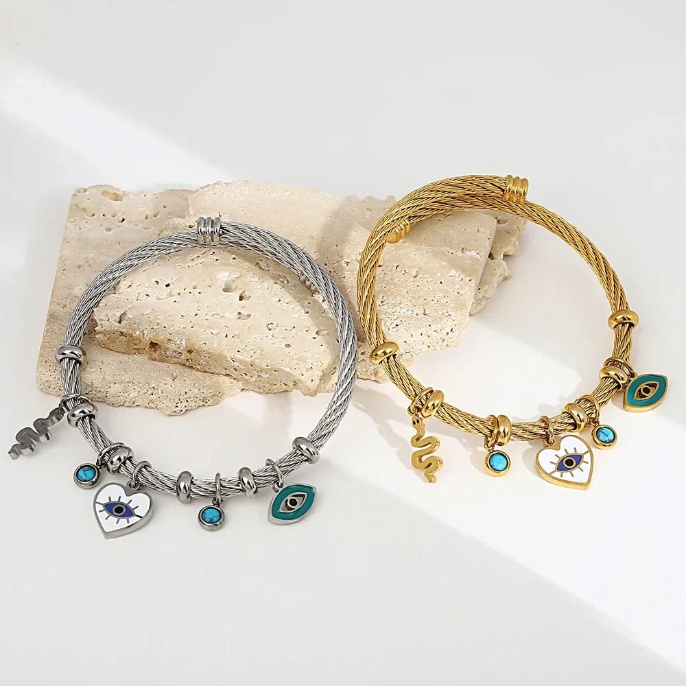 Delicate Twist Charm Cuff Bracelet