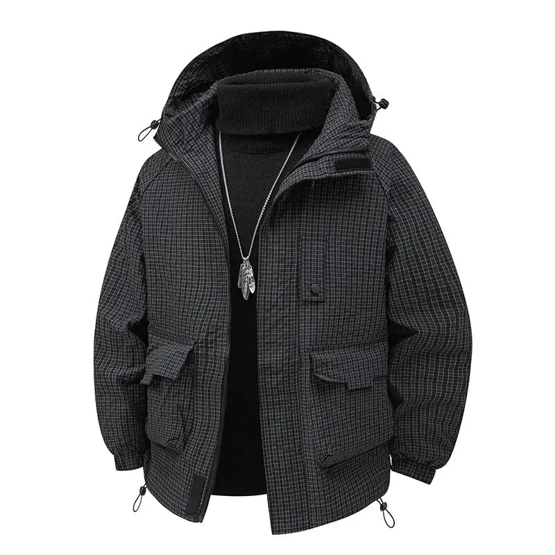 Casual Plaid Zip Up Hoodie Jacket - Nocini