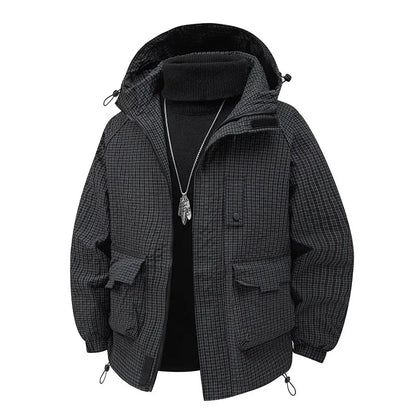 Casual Plaid Zip Up Hoodie Jacket - Nocini