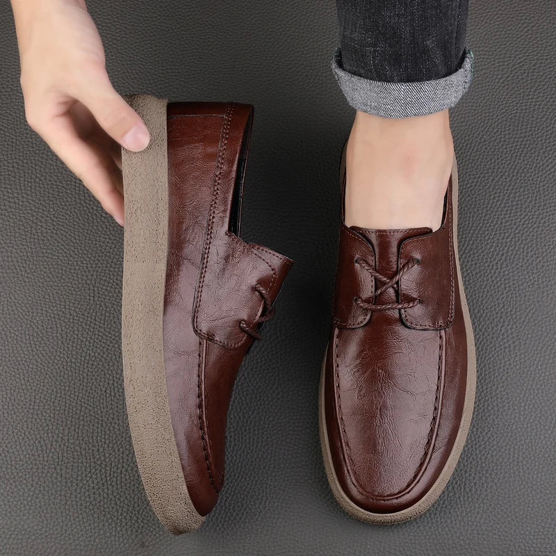 Breathable Perforated Leather Slip On Shoe