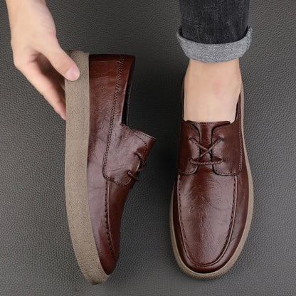 Breathable Perforated Leather Slip On Shoe