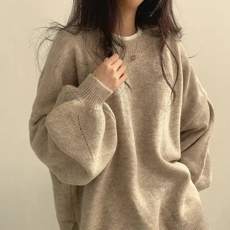 Cozy Large Knit Crew Sweater