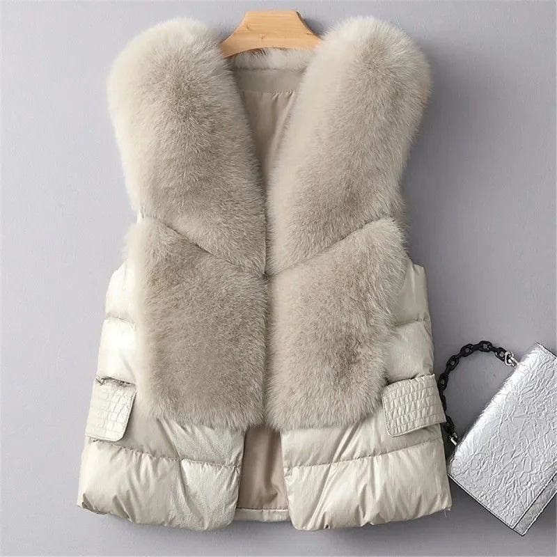 Warm Padded Vest with Faux Fur Trim - Nocini