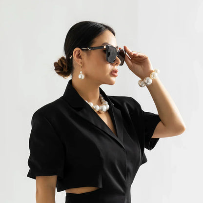 Elegant White Pearl Layered Necklace Set
