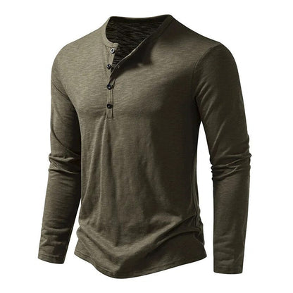 Relaxed Fit Plain Henley Shirt for Men
