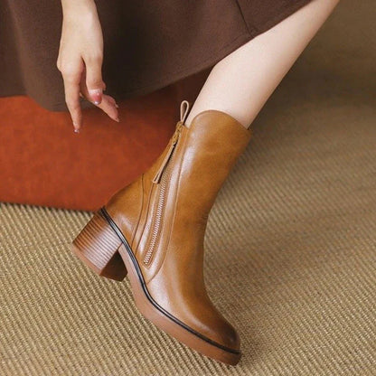 Chic Buckle Ankle Boots for Women - Comfortable Low Heel