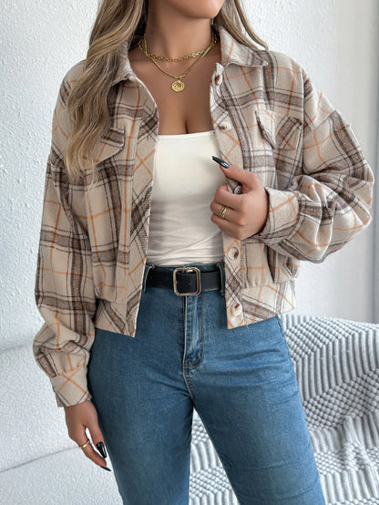 Short Plaid Denim Jacket
