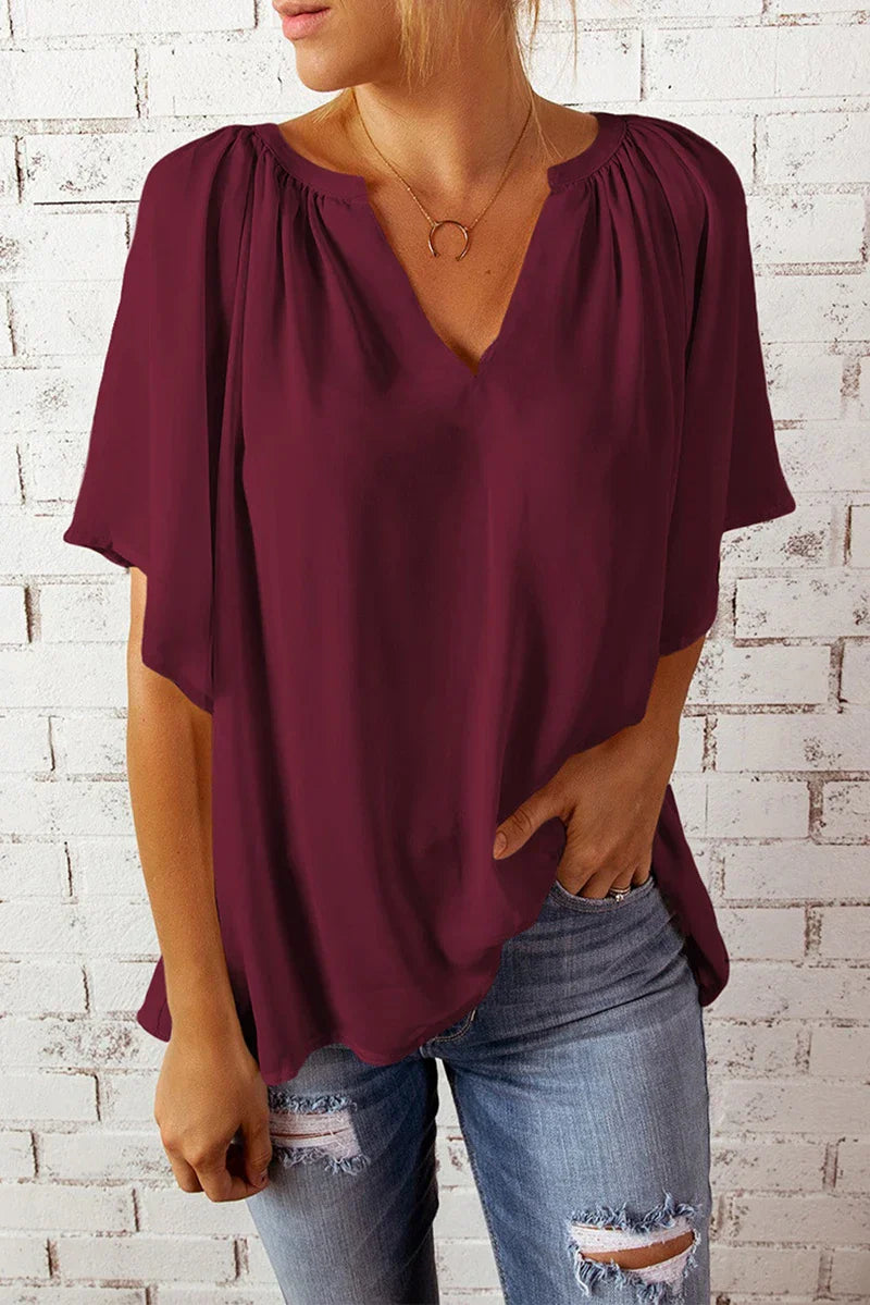 Comfy V Neck Women's Casual Short Sleeve Top