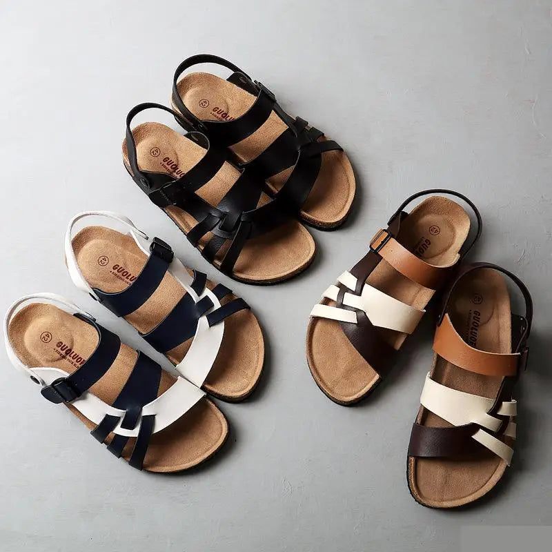 Brown Genuine Leather Flip Flops