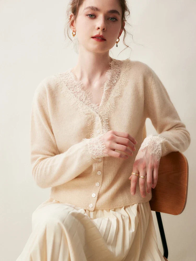 Feminine Lace Cardigan with Button Front