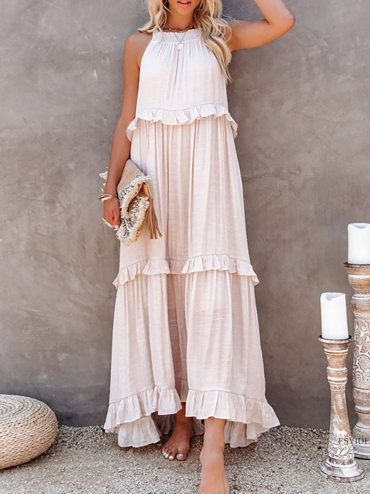 Comfortable Plus Size Sleeveless Maxi Dress - Nocini