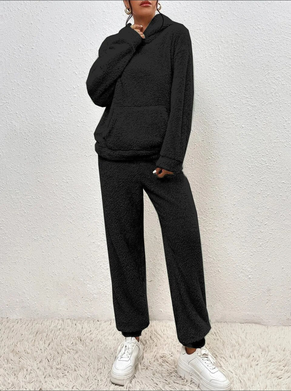 Soft Fleece Teddy Hooded Jumpsuit for Lounge Relaxation