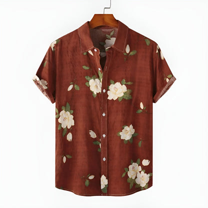 Colorful Floral Pattern Short Sleeve Casual Shirt