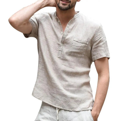 Casual Linen Mens Shirt with Pocket