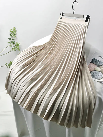 Flared Comfortable Waist Midi Skirt for Women