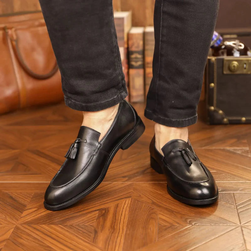 Classic Genuine Leather Slip On Shoes - Nocini
