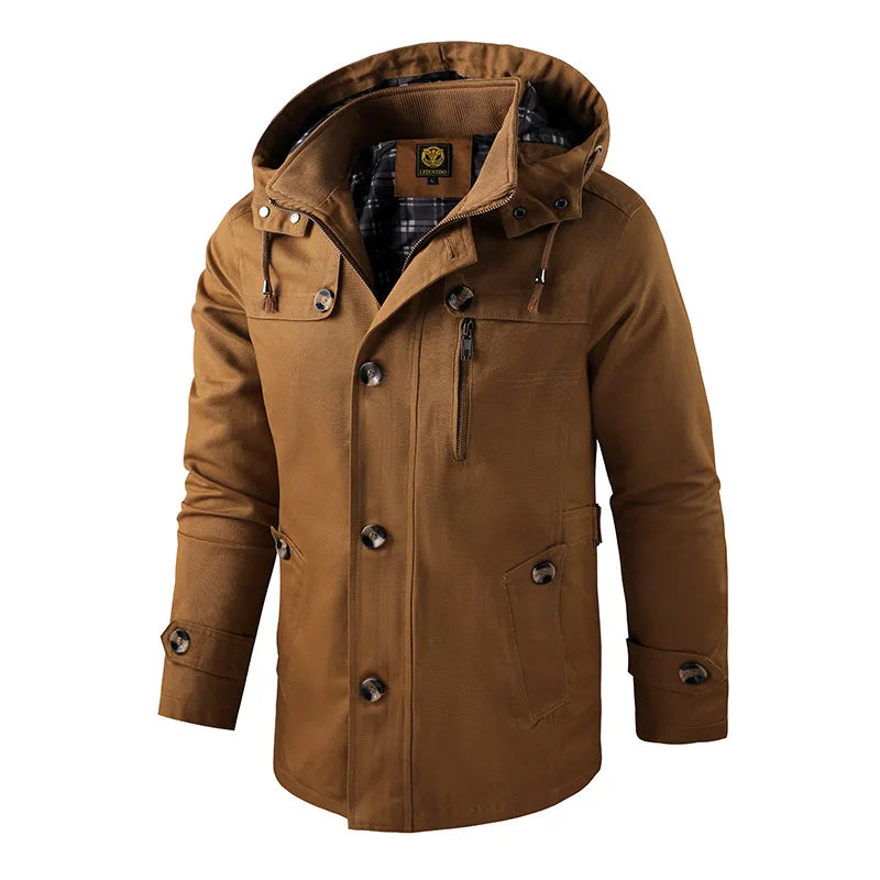 Relaxed Fit Hoodie Jacket with Plaid Lining - Nocini