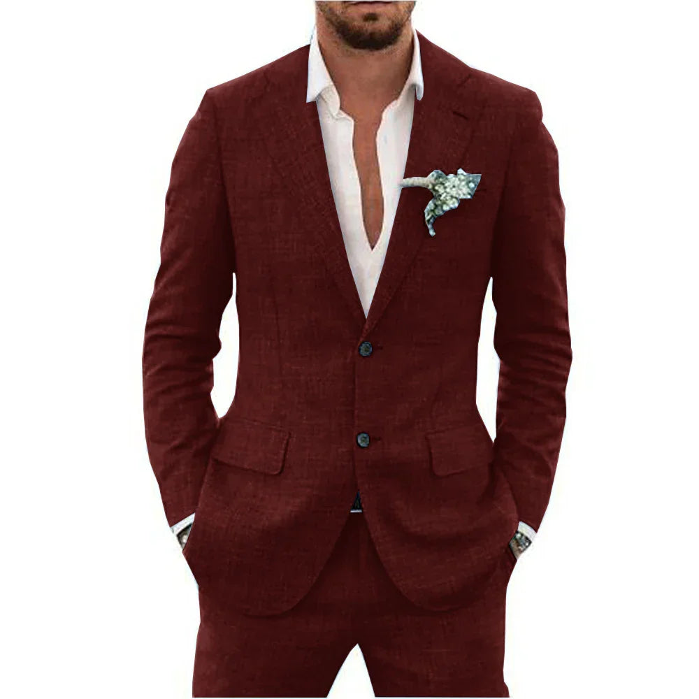 Slim Fit Men's Linen 2 Piece Suit