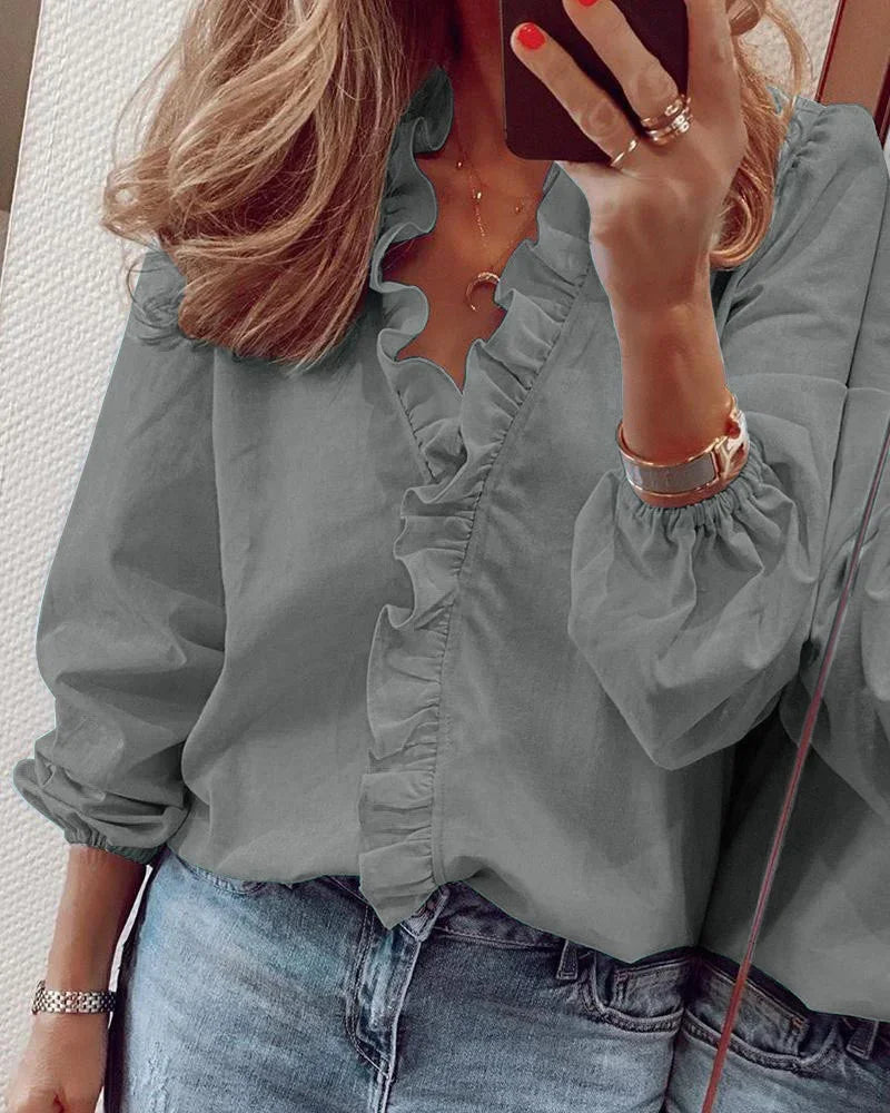 Ladies Floral Ruffle Top Blouse