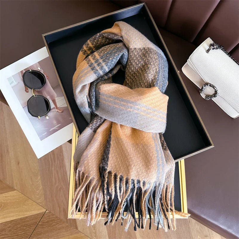 Classic Plaid Fringed Scarf