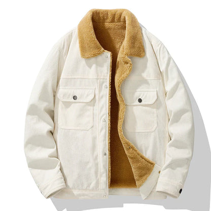 Casual Fit Corduroy Coat with Button Front