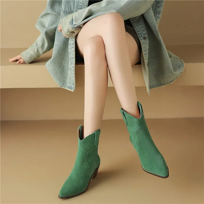 Elegant Leather Cowboy Boots for Women
