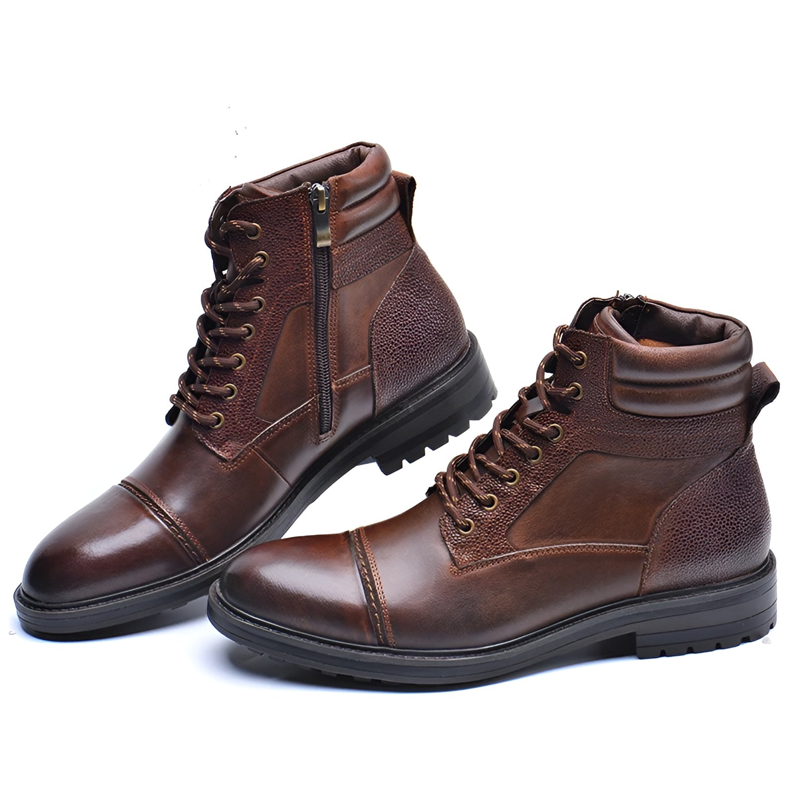 Tall Brown Genuine Leather Boots - Nocini