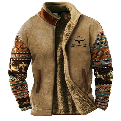 Casual Block Pattern Mens Jacket - Warm Stylish Coat